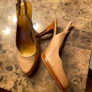 9 1/2 Nine West sling backs, Nude/beige